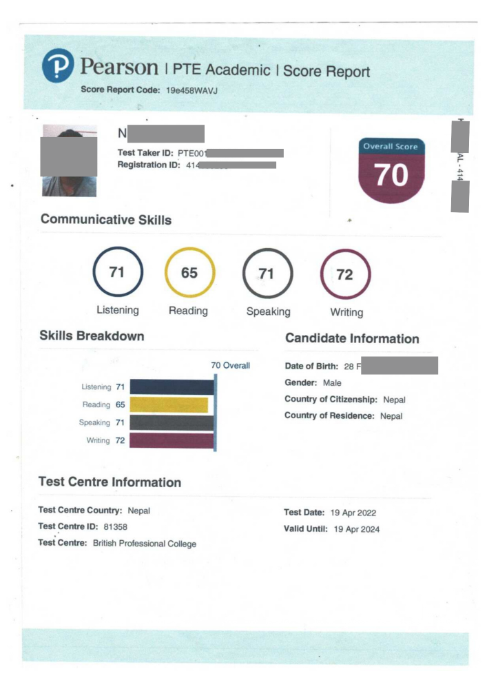 Buy PTE Academic English Test Certificate Online